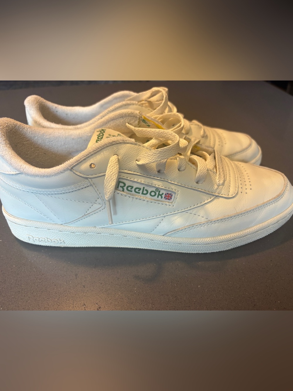Reebok Leather Sneakers with Green Logo Accent